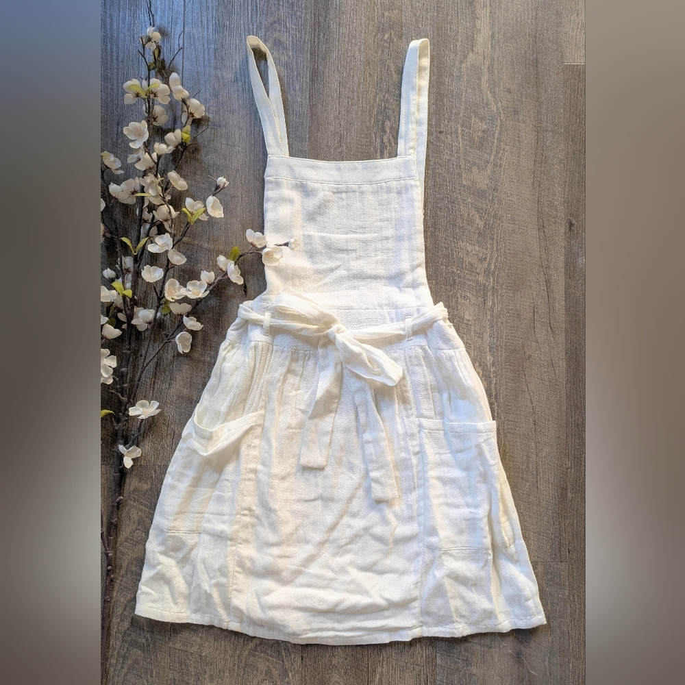Very J Apron Pinafore White Cotton Dress
